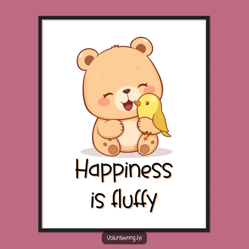 Funny Bear & Bird Poster - Giggling Wildlife Art Gift