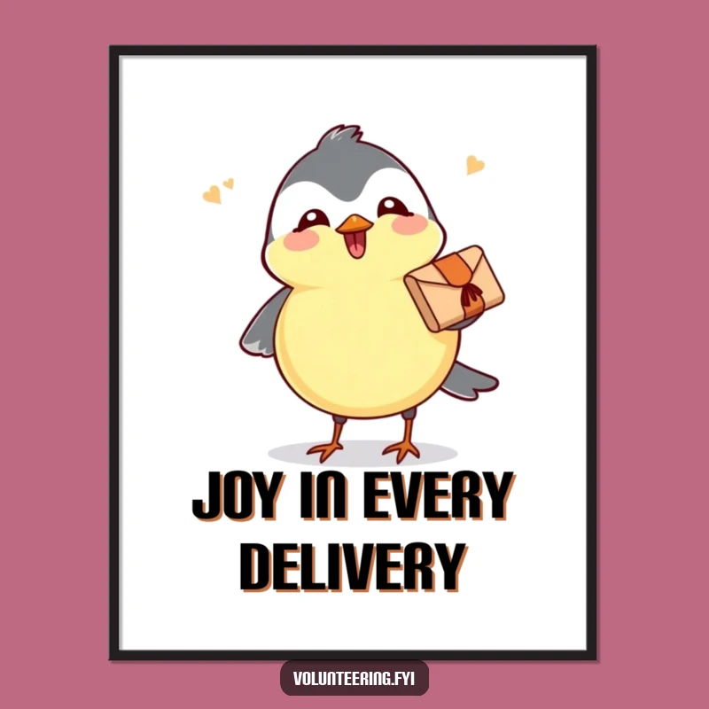 Funny Chickadee Delivery Poster - Joyful Bird Art for Walls