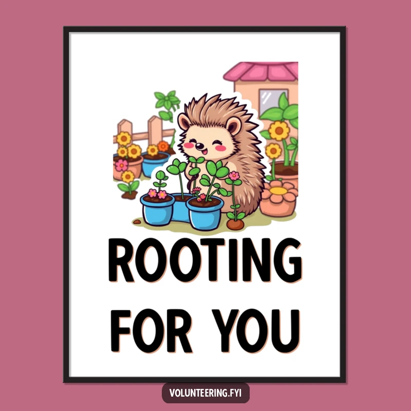 Funny Hedgehog Garden Poster: Wall Art for Garden Enthusiasts and Nature Lovers