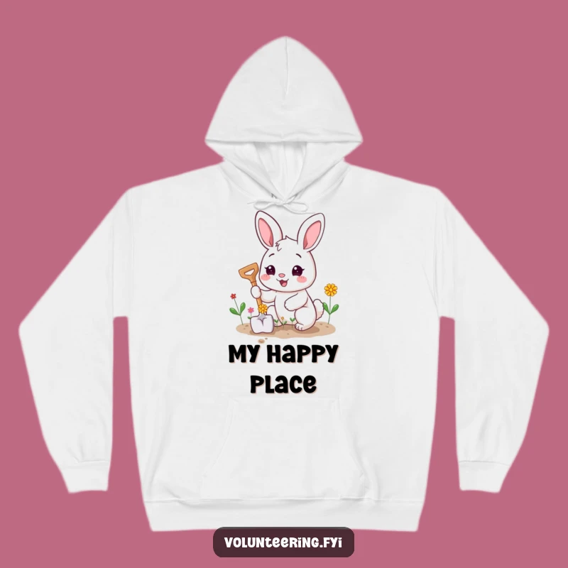 Cozy Funny Bunny Hoodie: Warm Gardener Cartoon Character Gift