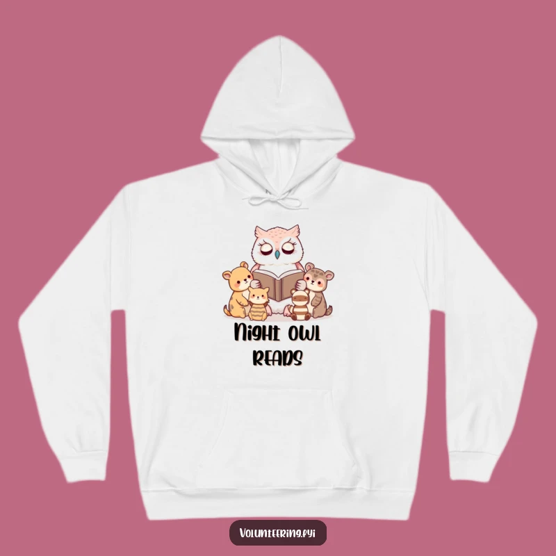 Funny Kawaii Owl Reading Hoodie: Cozy Comfort for Book Lovers