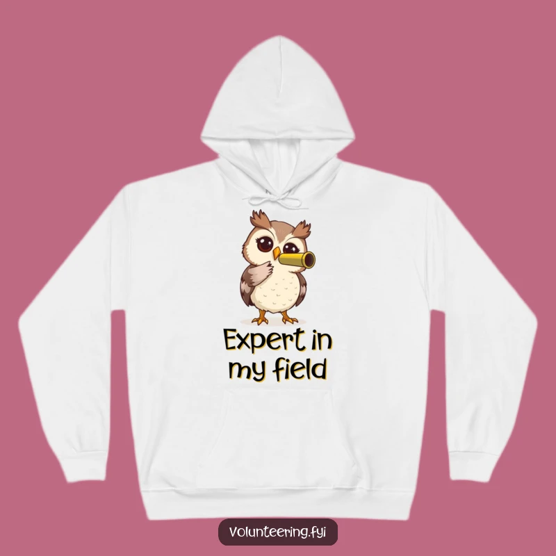 Funny Owl Telescope Hoodie: Cozy, Humorous Gift for the Watchful Friend