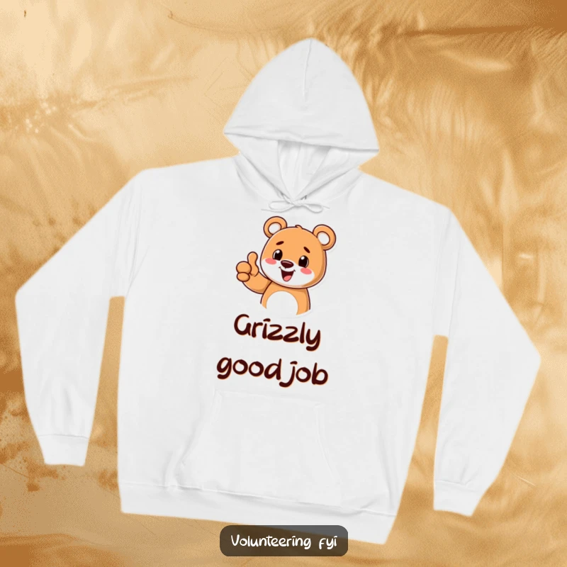 Funny and warm hoodie featuring a cheerful cartoon bear giving a friendly thumbs up, symbolizing approval and positive energy.