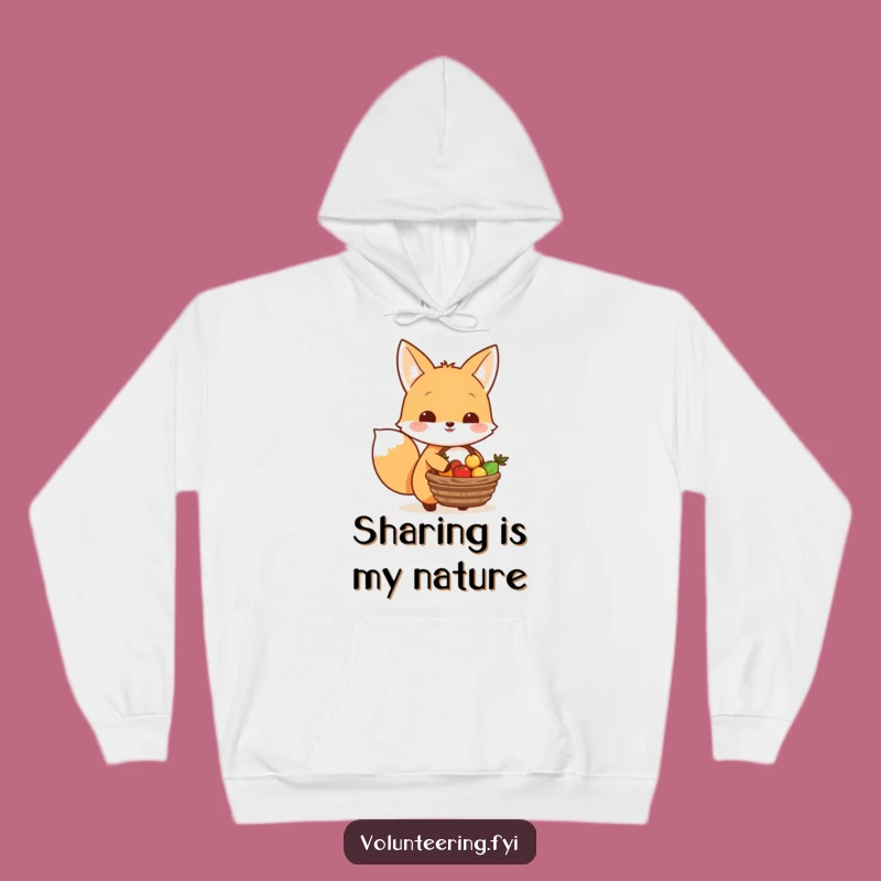 Cozy Funny Kawaii Fox Sharing Food Hoodie: Generous Gift