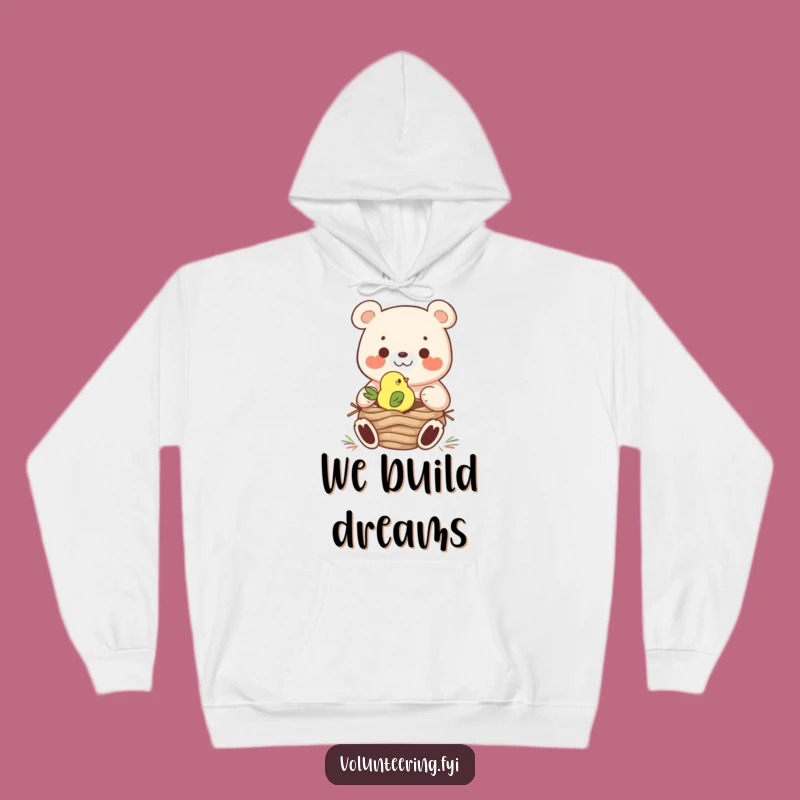 Funny Hoodie: Cozy Bear Helping Bird Build Nest - Ultimate Funny Gift for Warm Hearts