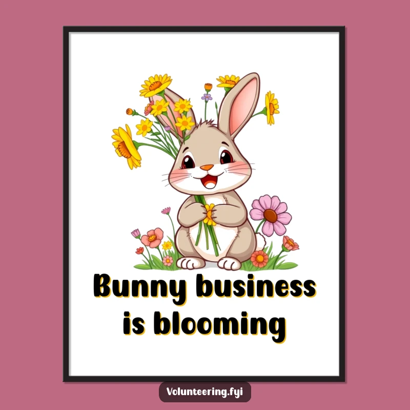 Funny Free Printable Rabbit Wall Art: Wildflower Charm for Your Home - Downloadable