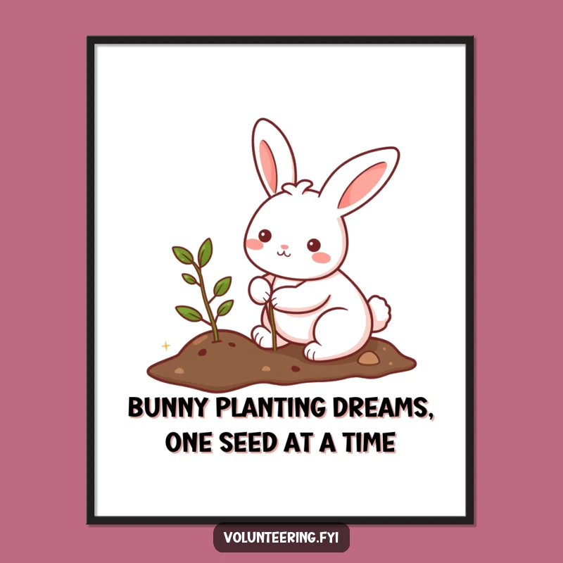 Free Printable Wall Art: Kawaii Bunny Planting Tree for a Cheerful Nursery