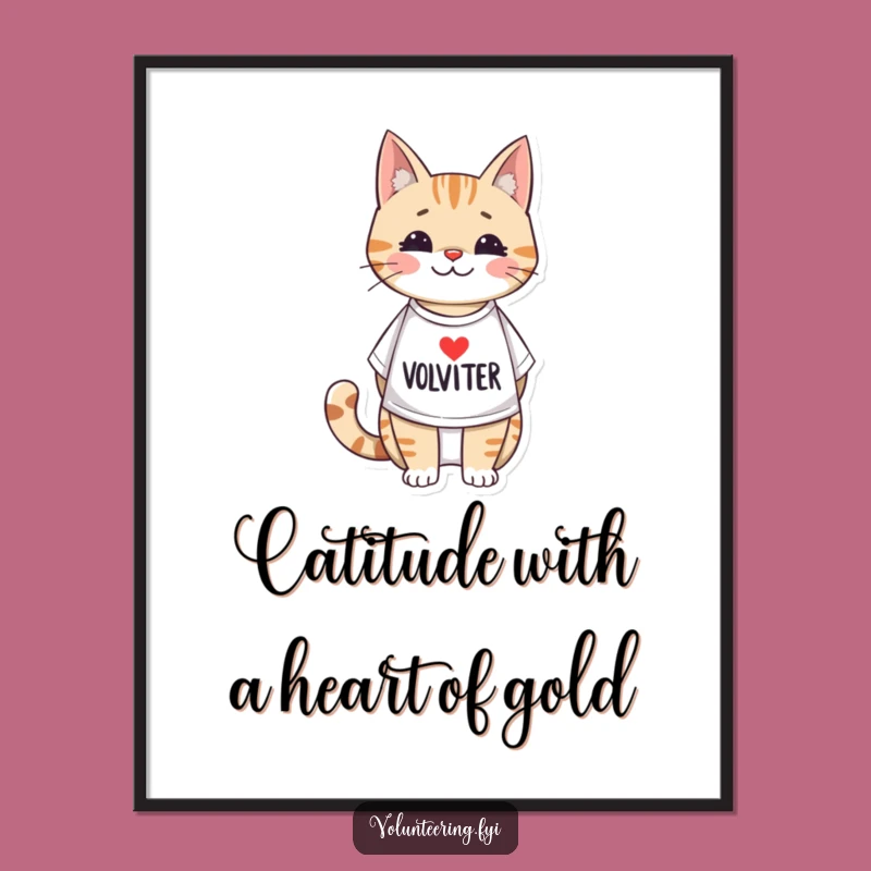 Free Printable Wall Art: Helpful Cat Volunteer for a Cozy Home