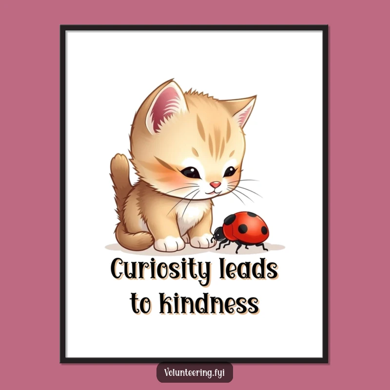 Free Printable Wall Art: Kitten and ladybug, heartwarming downloadable art for your home!