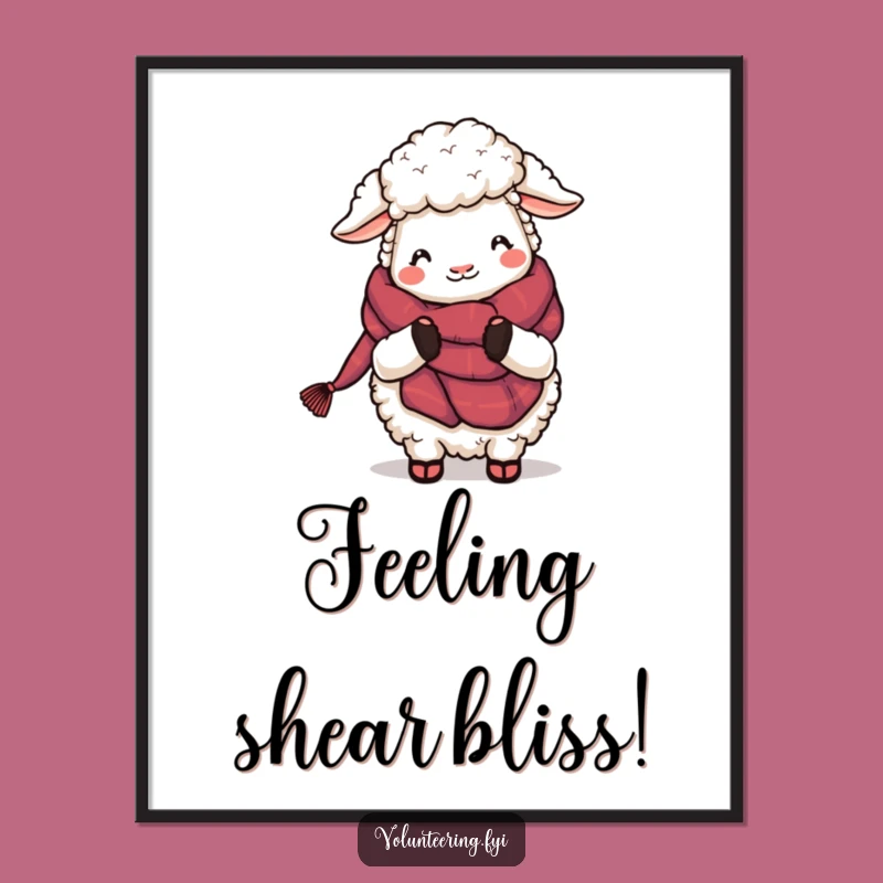 Free Printable Wall Art: Funny Sheep Knitting Cozy Scene, Hilarious Downloadable Decor!