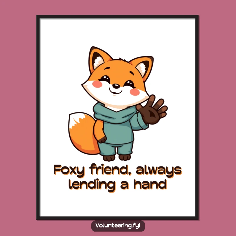 Free Printable Wall Art: Funny Fox Helping Hand Art for a Whimsical Living Space