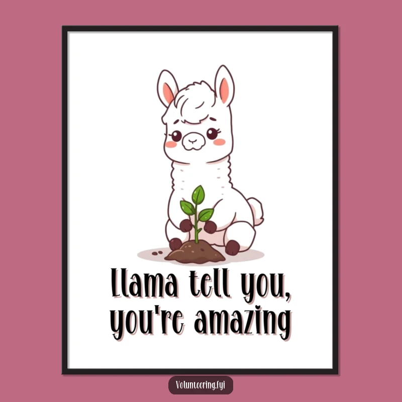 Free Printable Llama Planting Wall Art - Funny Eco-Growth Downloadable Decor