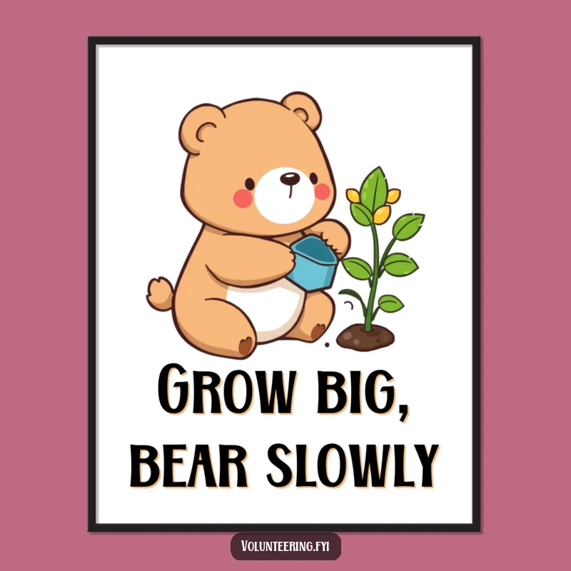 Funny Free Printable Bear Wall Art: Nurturing Growth for Your Home - Downloadable