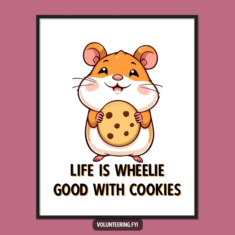 Free Printable Hamster Wall Art: Happy Hamster with Cookie for Decor