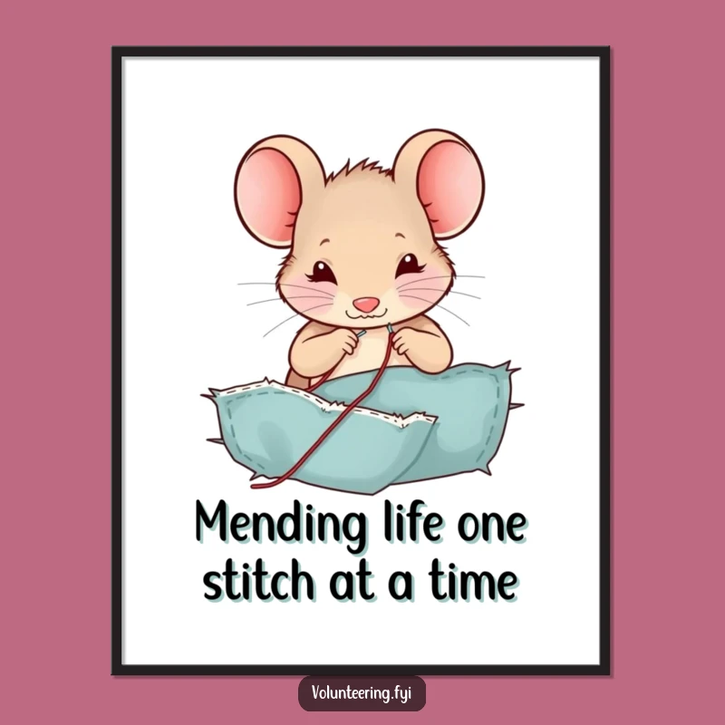 Free Printable Wall Art: Funny Mouse Sewing Decor, Quirky Downloadable Art for Home