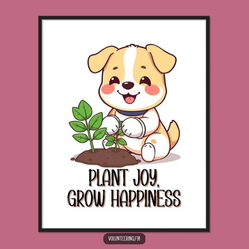 Free Printable Dog Planting Tree Art: Wholesome Downloadable Decor