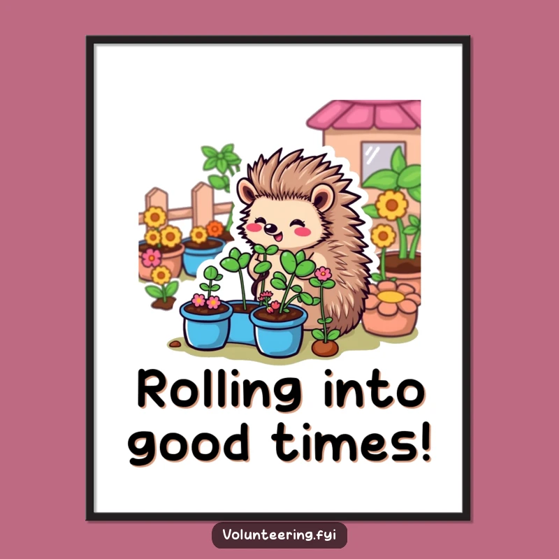 Free Printable Wall Art: Hedgehog Community Garden, Hilarious Nature Decor!