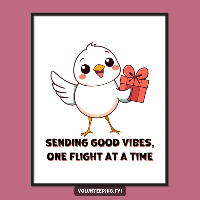Free Printable Bird Wall Art: Cheerful Bird with Gift for Home Decor