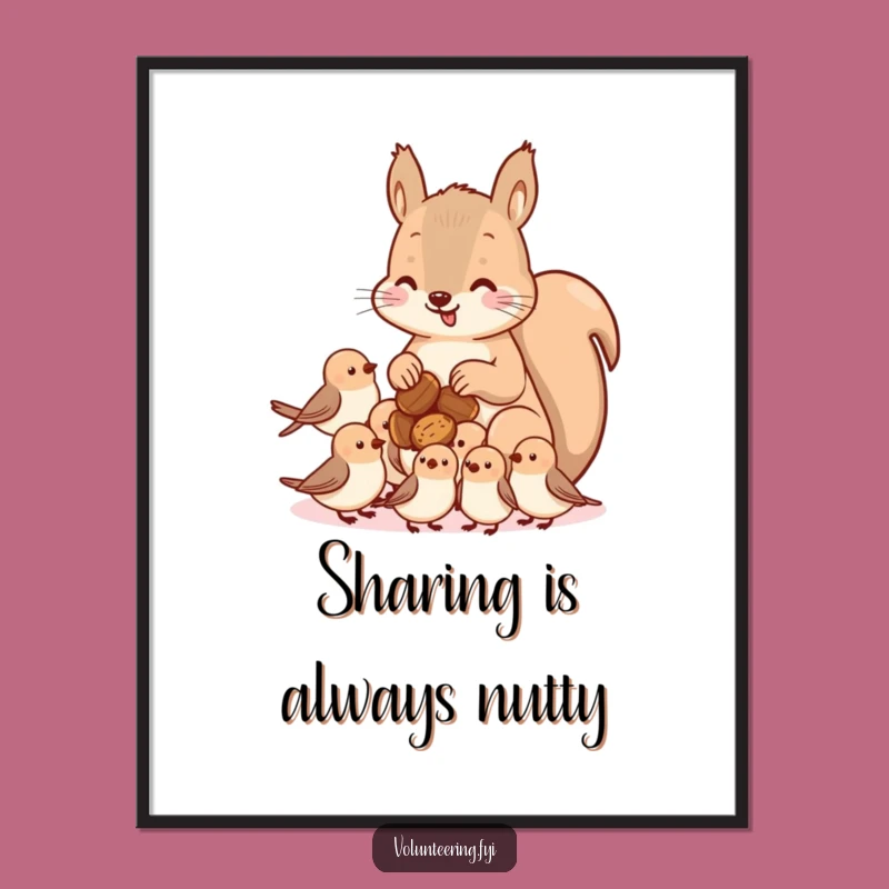 Funny Free Printable Wall Art: Squirrel's Generous Feast - Downloadable Nature Decor Gift!