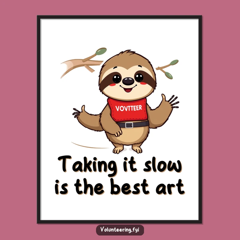 Free Printable Sloth Wall Art: Funny Volunteer Sloth Decor for Home