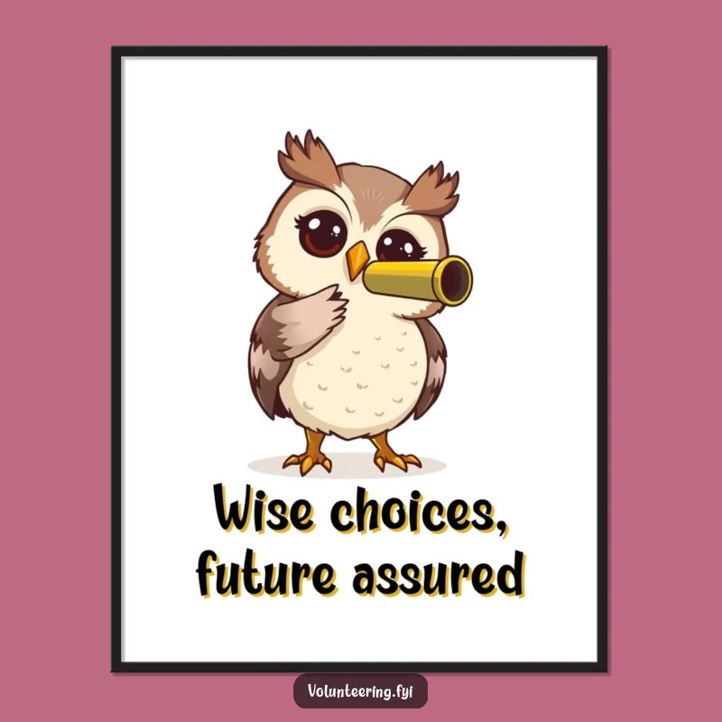 Free Printable Wall Art: Curious Owl Telescope Art, Funny Downloadable Decor