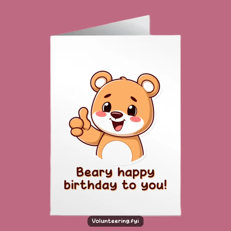 Free Printable Birthday Card: Cheerful Bear Thumbs Up Card for a Great Day