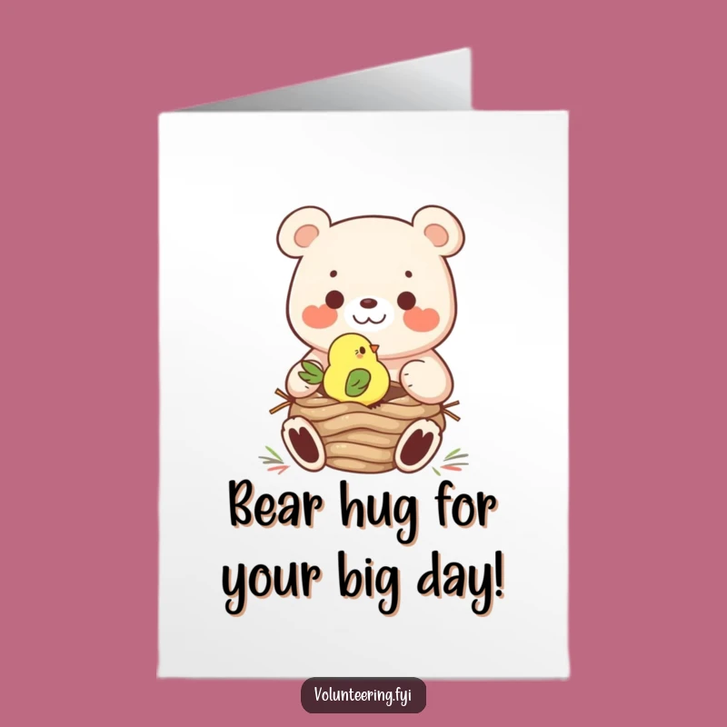 Free Printable Bear Nesting Birthday Card: Funny Downloadable Animal Art for Him or Her