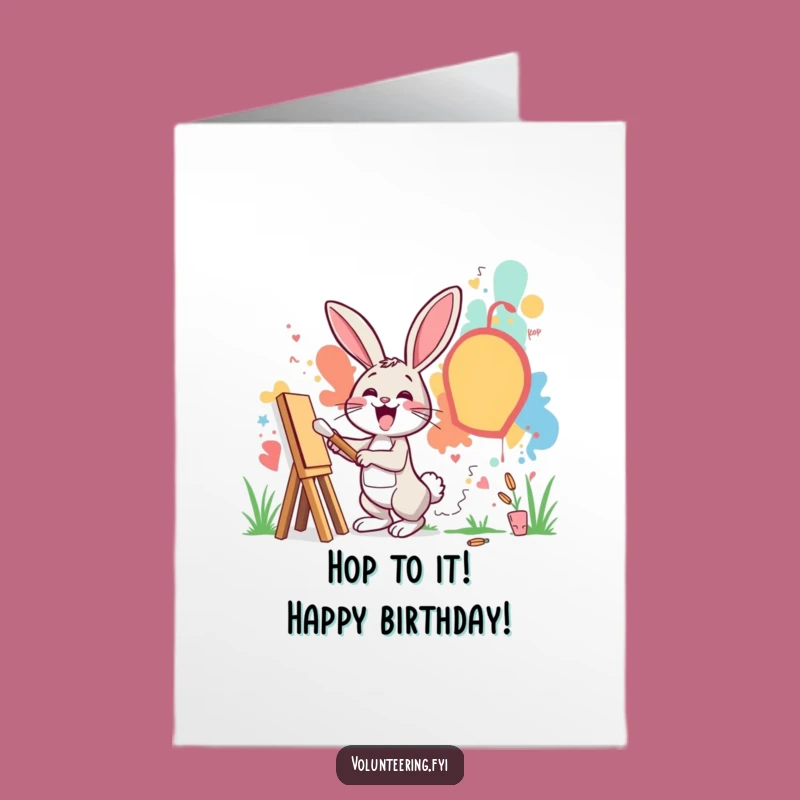 Free Printable Birthday Card: Artistic Rabbit - Creative Downloadable Gift for Art Lovers