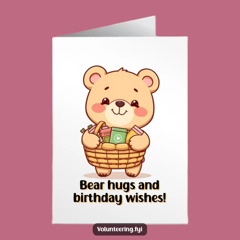 Free Printable Birthday Card: Generous Bear - Heartfelt Downloadable Gift for Kind Souls