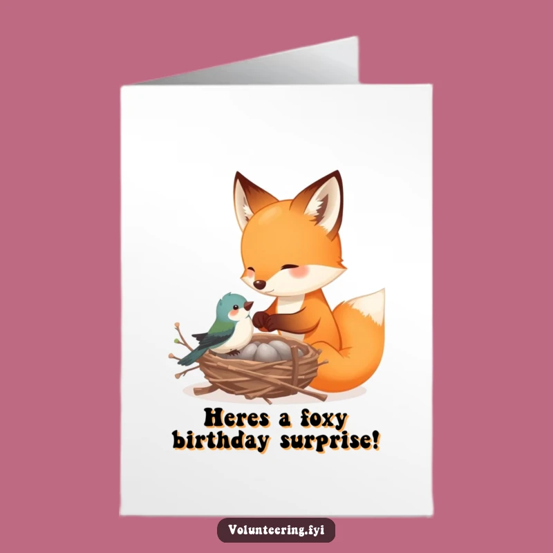 Free Printable Happy Birthday Fox Nest Card - Funny Helpful Gift Greeting