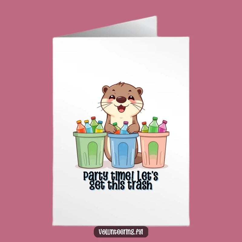 Free Printable Happy Birthday Otter Recycling Card - Funny Eco-Gift Greeting