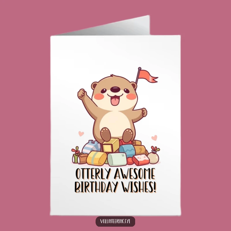 Funny Free Printable Birthday Card: Otter Waving Flag, Awesome Downloadable Gift