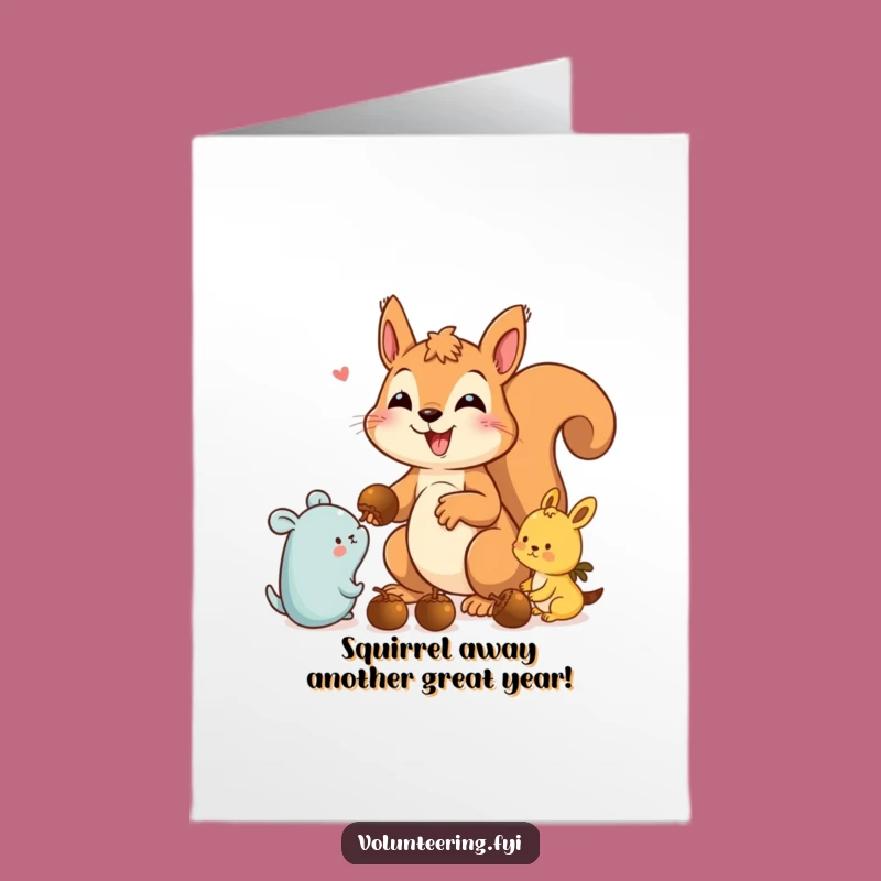 Funny Free Printable Birthday Card: Squirrel Sharing Acorns, Cute DIY Downloadable Gift