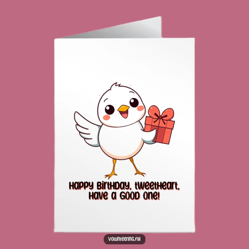 Free Printable Bird Birthday Card: Cheerful Bird Delivering Gift for Fun