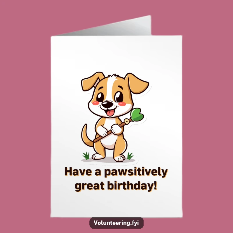 Free Printable Dog Birthday Card: Cheerful Dog Gardener for a Bark-tastic Day
