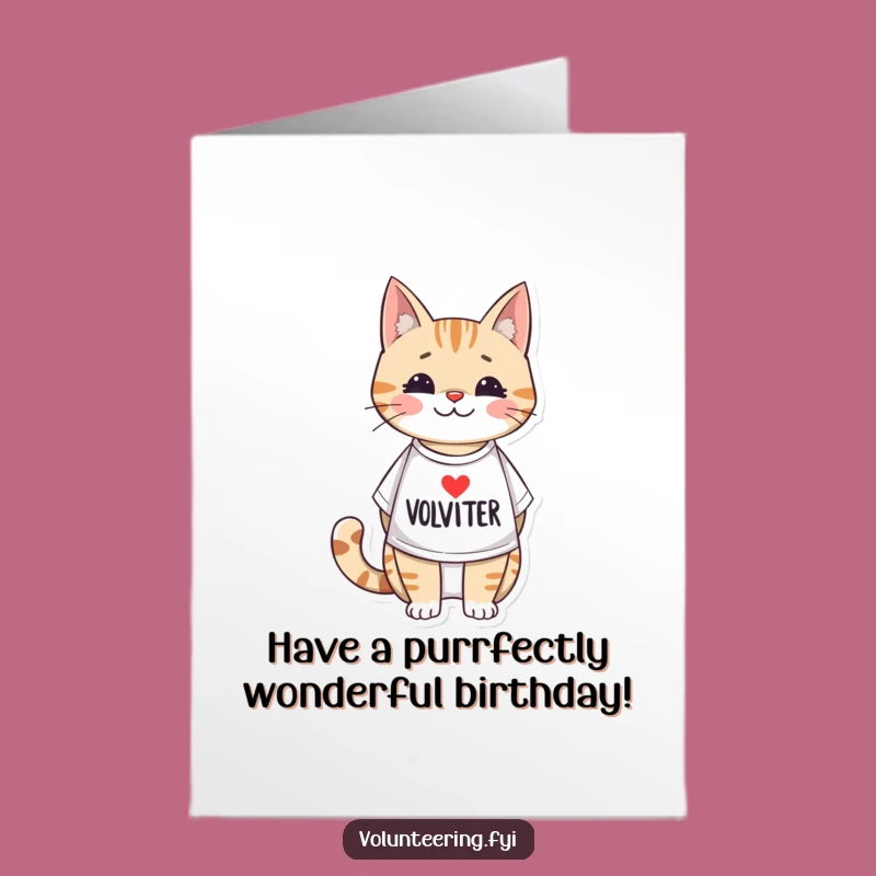 Free Printable Birthday Card: Helpful Cat Volunteer Card for a Purrfect Celebration