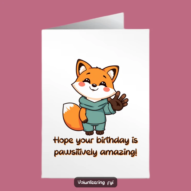 Free Printable Birthday Card: Funny Fox Helping Hand Card for a Hilarious Celebration