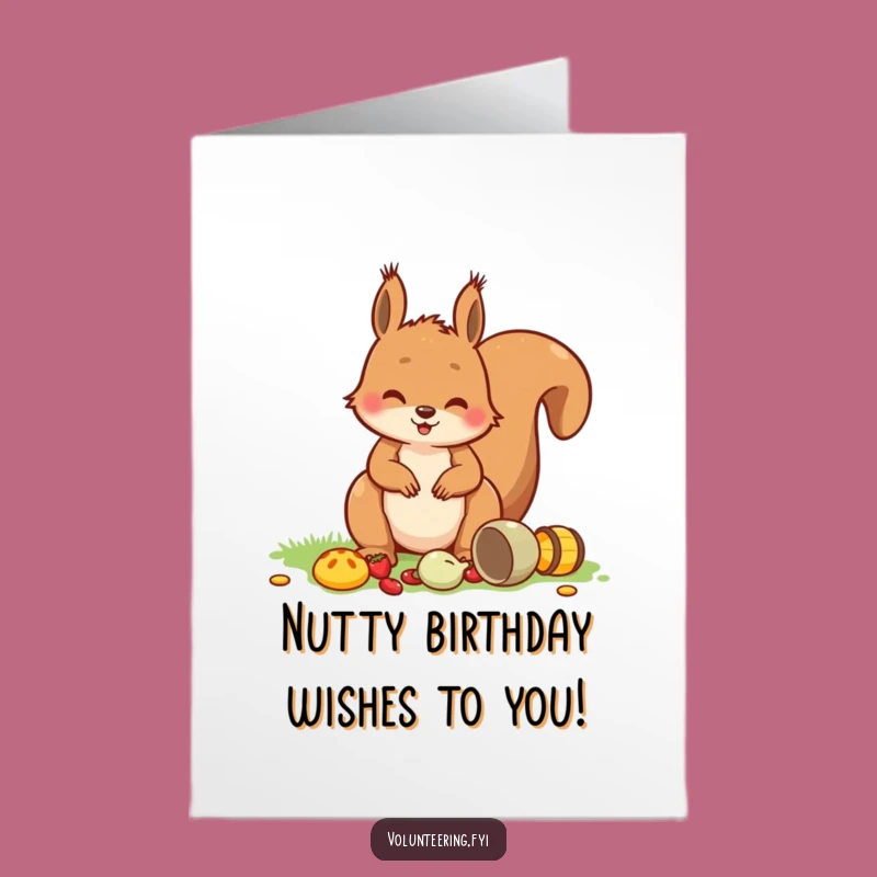 Free Printable Birthday Card: Squirrel tidying up for a nutty, funny downloadable gift!