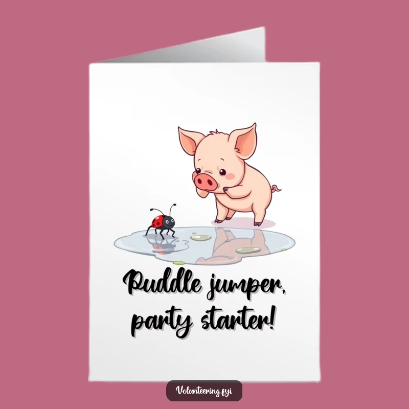 Free Printable Piglet & Ladybug Birthday Card: Funny Downloadable Gift for Puddle Heroes