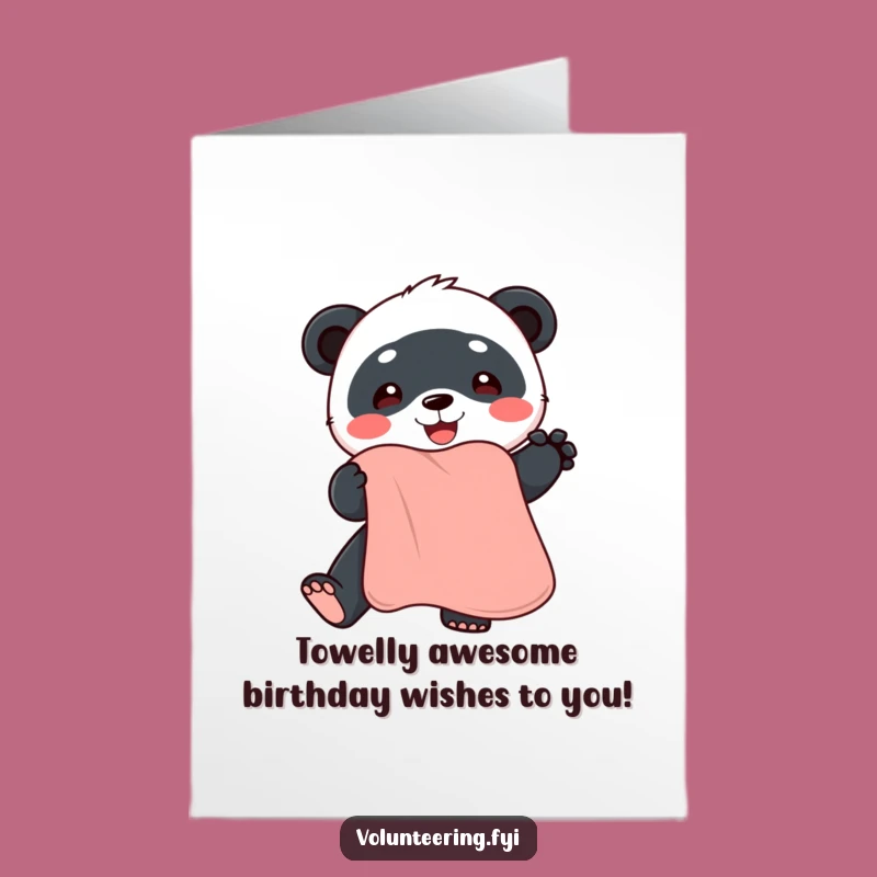 Funny Free Printable Panda Birthday Card: Adorable Panda Offers Towel Laughs - Downloadable DIY