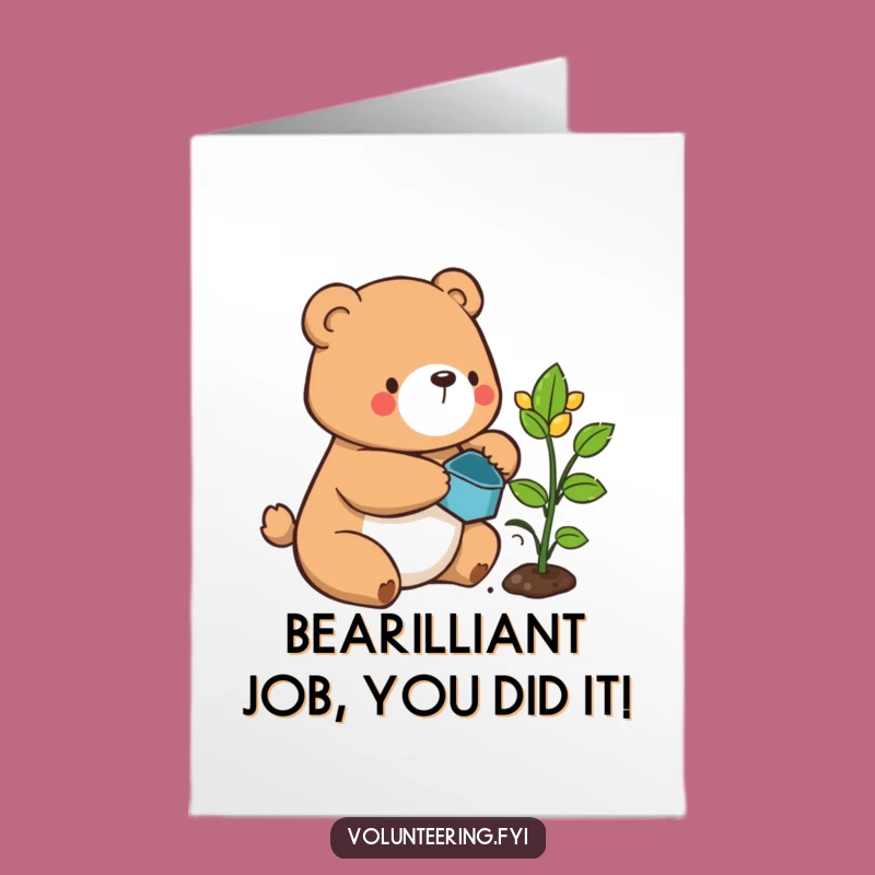 Free Printable Bear Congrats Card: Watering Success for Your Achievements - Downloadable