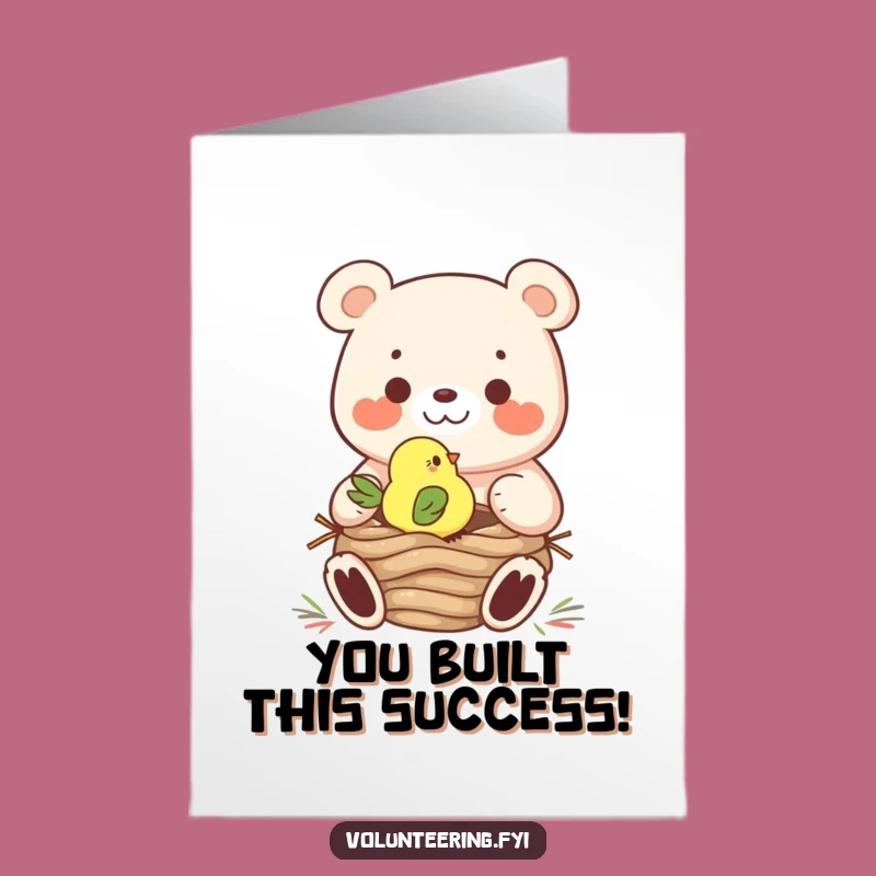Free Printable Bear & Bird Nesting Congrats Card: Funny Downloadable Animal Art