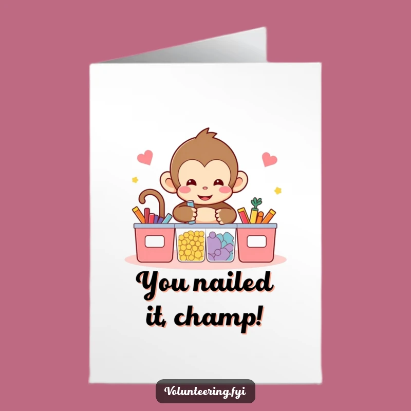 Free Printable Congrats Card: Funny Monkey's Organization - Downloadable Achievement Gift!