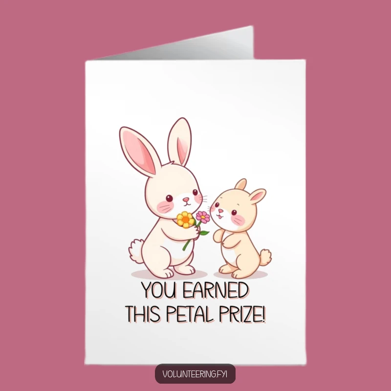 Free Printable Congrats Card: Kawaii Bunny Flower, Funny Downloadable Celebration