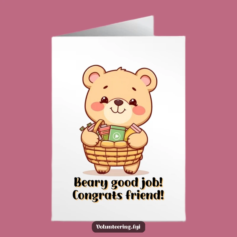 Free Printable Congrats Card: Kind Bear - Uplifting Downloadable Gift for Good Deeds