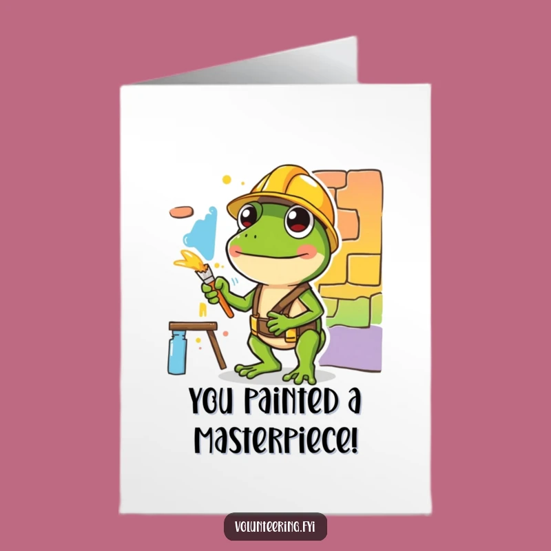 Free Printable Congrats Card: Painting Frog, Funny Downloadable Gift for Creative Achievements!