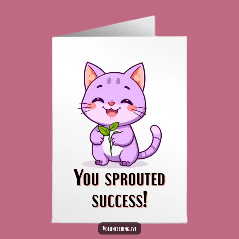 Free Printable Congrats Card: Planting Cat, Funny Downloadable Gift for New Beginnings!