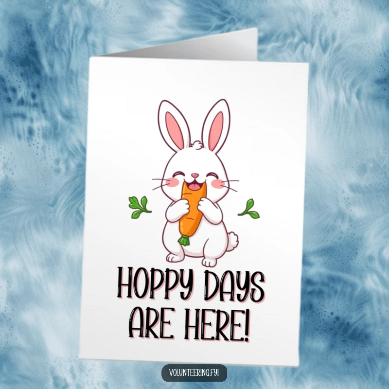 Funny Free Printable Congrats Card features a joyful rabbit kindly splitting a large carrot, celebrating a shared victory with happiness.