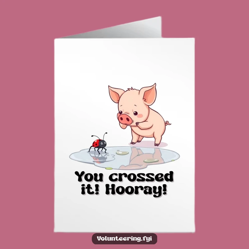 Free Printable Piglet & Ladybug Card: Funny Congratulations Downloadable Gift for Overcomers