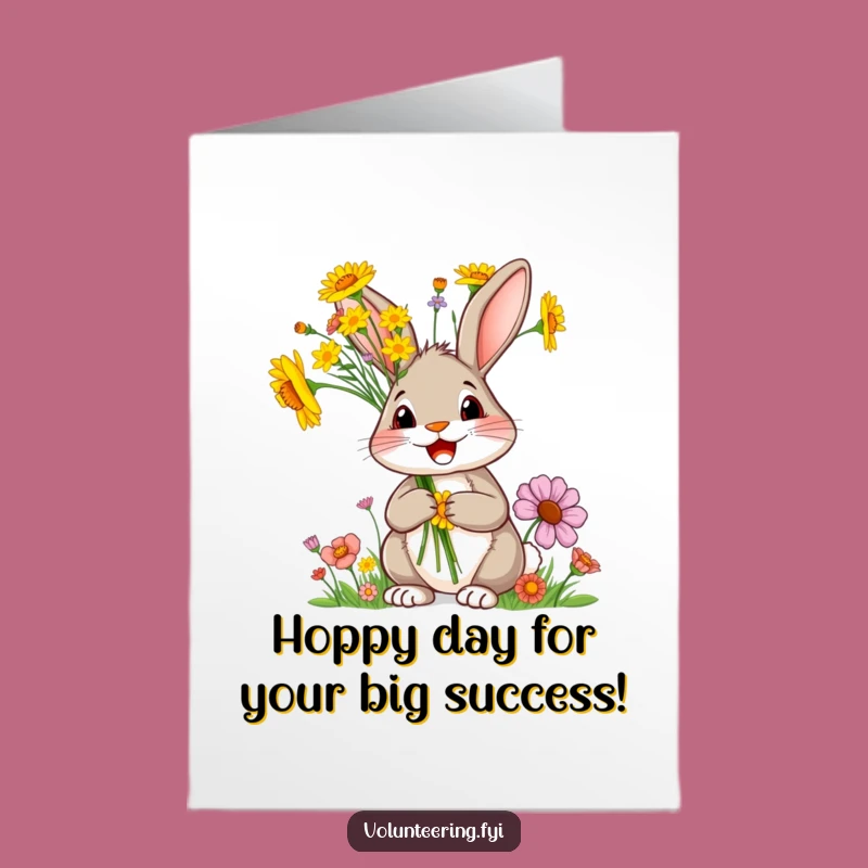Free Printable Rabbit Congrats Card: Wildflower Joy for Your Success - Downloadable